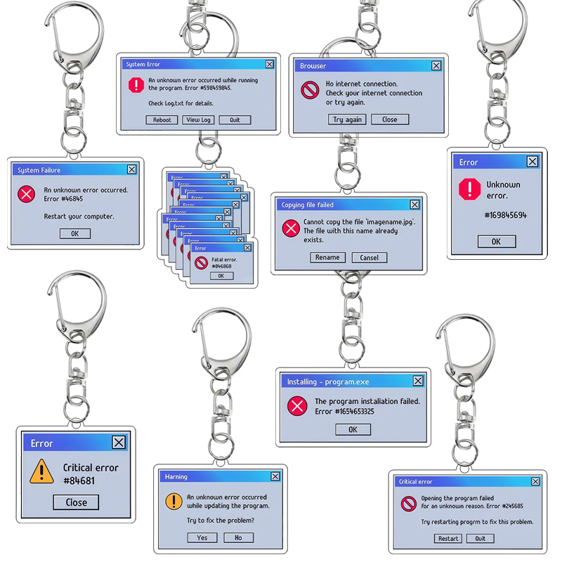 Tech Keychain Accessories - Creatieve acryl sleutelhanger Retro Windows Error