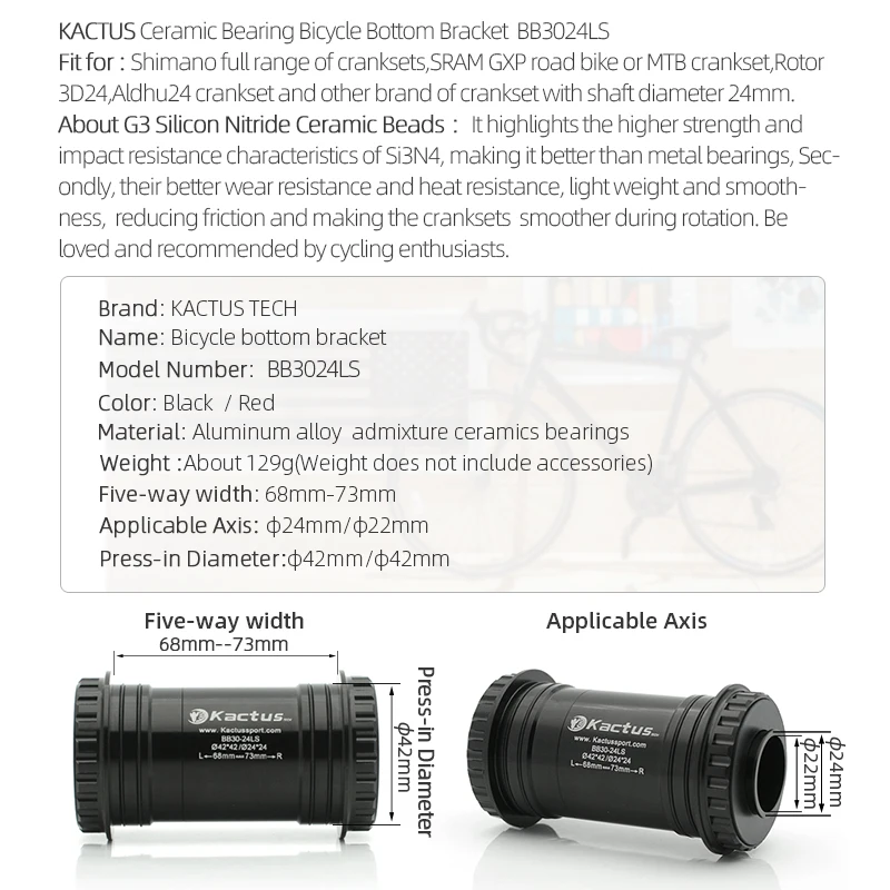 KACTUS BB30 Trapas LS Keramisc - Tech Bike Accessories recensie en prijs